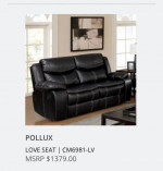 FREE DINING SET WITH PURCHSE BLACK LEATHER RECLINING SOFA & LOVE SET -