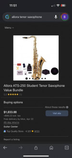 Allora TENOR Saxophone with New Box of Reeds $700 Firm