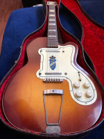 Vintage Mid-50s USA Silvertone 1382L Thin Twin Electric Guitar OSC