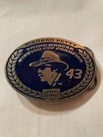 -Richard Petty blue enamel belt buckle pure pewter