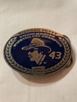 -Richard Petty blue enamel belt buckle pure pewter