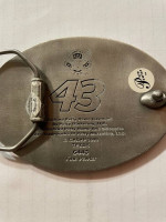 -Richard Petty blue enamel belt buckle pure pewter