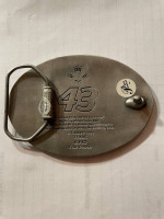 -Richard Petty blue enamel belt buckle pure pewter