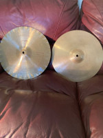 1978 Paiste 14” 2002 black label sound edge hi-hat drum cymbals. Made