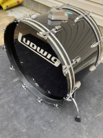Ludwig 24x14 1980’s Black Cortex Bass Drum