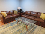 Set of Leather Couches from Crate & Barrel with Pullout Sofa