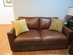 Set of Leather Couches from Crate & Barrel with Pullout Sofa