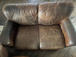 Brown Leather Sofa, Chair with Ottoman