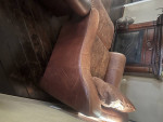 Brown Leather Sofa, Chair with Ottoman