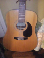 Guitar, guitar stand and extra strings