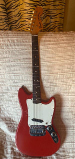 1968 fender bronco original fiesta red paint electric guitar