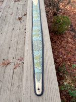 Jodi Head guitar strap + Gibson “Flying V” necktie