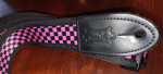 Levy's Pink & Black Checkered Guitar Strap w/ leather Ends Hardly Used