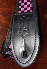 Levy's Pink & Black Checkered Guitar Strap w/ leather Ends Hardly Used