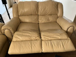 Luxury reclining leather sofa and loveseat for 5+coffee table+end tabl
