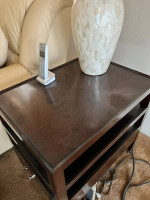 Luxury reclining leather sofa and loveseat for 5+coffee table+end tabl