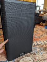 QSC K12.2 speakers with bags