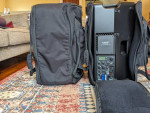 QSC K12.2 speakers with bags