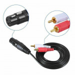 1.5m/ 5ft Stereo Audio Splitter Patch Y Cable Cord XLR Female-RCA MALE