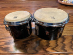 Vintage 1950's Premier 6” & 8” Bongos w/ Mount and Stand Black