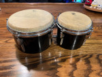 Vintage 1950's Premier 6” & 8” Bongos w/ Mount and Stand Black