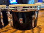 Vintage 1950's Premier 6” & 8” Bongos w/ Mount and Stand Black