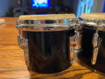 Vintage 1950's Premier 6” & 8” Bongos w/ Mount and Stand Black