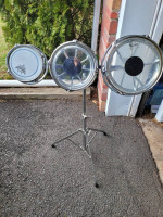 Vintage 1970s Remo orig 6 8 10 chrome roto tom drums w stand