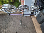 Vintage 1970s Remo orig 6 8 10 chrome roto tom drums w stand