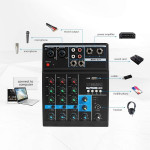 4 Channel 4C Audio Mixer USB Bluetooth 48V Phantom Power
