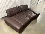 Genuine Leather Double-Chaise Lounge Convertible Sofa By Kasala