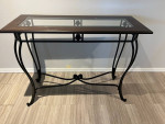 Glass / Black Iron Sofa Table