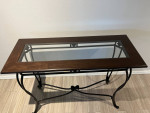 Glass / Black Iron Sofa Table