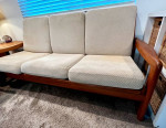 Four Piece Living Room Set - Solid Teak Danish Modern Sofa/Couch, Loveseat, Corn