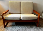 Four Piece Living Room Set - Solid Teak Danish Modern Sofa/Couch, Loveseat, Corn