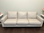Genuine Leather Sofa Gray/Creme Like New from Scandinavian Design