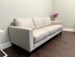 Genuine Leather Sofa Gray/Creme Like New from Scandinavian Design