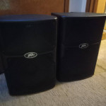 Pair of Peavy PVX 112 PA cabinets with stands