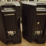 Pair of Peavy PVX 112 PA cabinets with stands