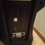 Pair of Peavy PVX 112 PA cabinets with stands
