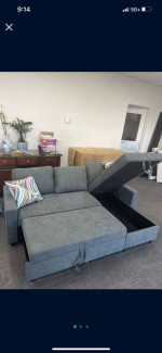 Grey microfiber sectional sleeper sofa coucb