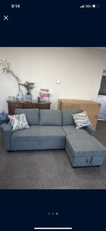 Grey microfiber sectional sleeper sofa coucb