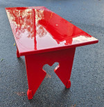 Red Wooden Bench Sofa Entry Way Table