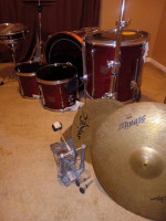 Remo drum set with zildjian symbols