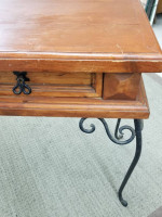 Rustic Pine and Iron Sofa Table