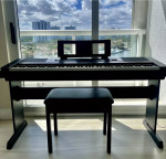 Yamaha Digital Piano Keyboard Setup + Seat/Stool Headphones/Mic BUNDLE