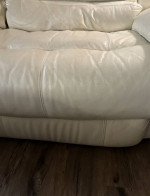 Extra Long Cream Leather Sofa No pet, No Smoking Home 9.5 ft