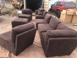 (New) 7 Piece Brown Cloth Sectional Couch Sofa Chase Ottoman