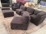 (New) 7 Piece Brown Cloth Sectional Couch Sofa Chase Ottoman