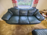 Green Leather sofa & ottoman
